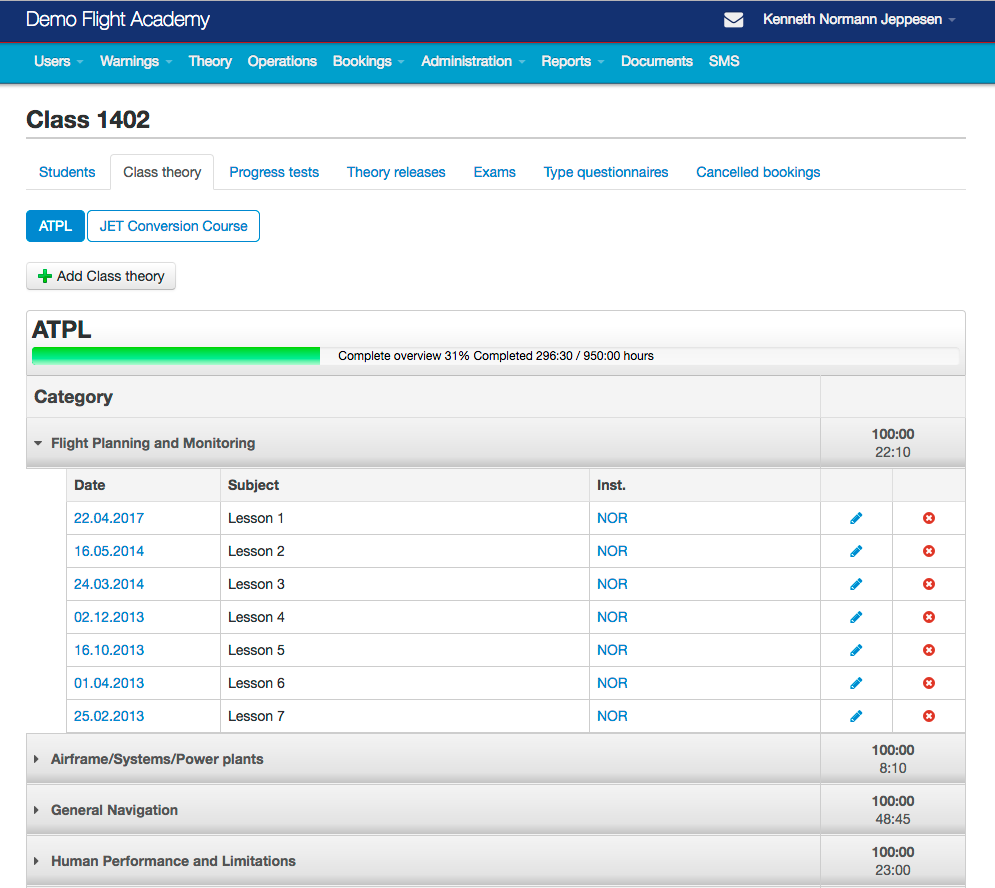 Flight school booking system