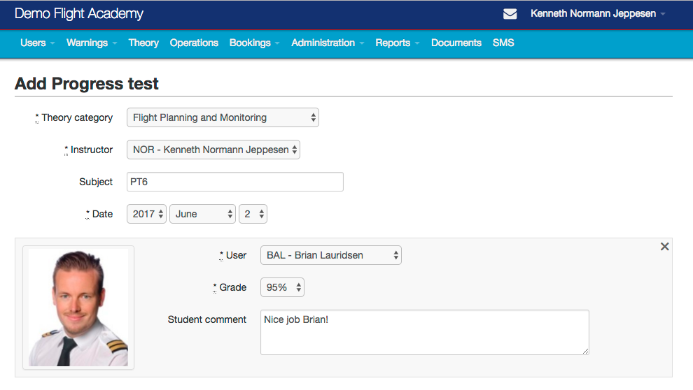 Flight school software