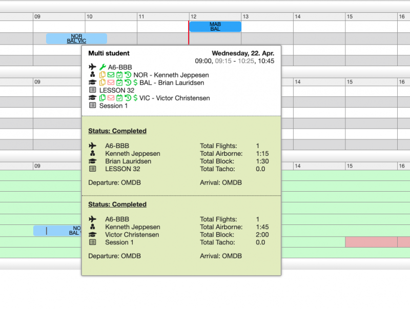 FlightLogger completed bookings data