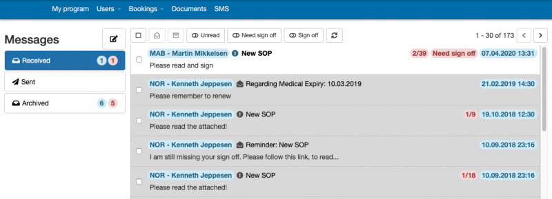 FlightLogger Message Center UI