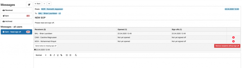 FlightLogger amend sign off