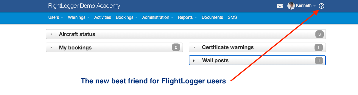 FlightLogger Help menu FlightLogger Help menu